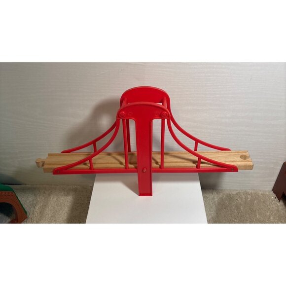 BRIO Bridge for Wooden Train Track Large Red 14.5" Long - Picture 2 of 6
